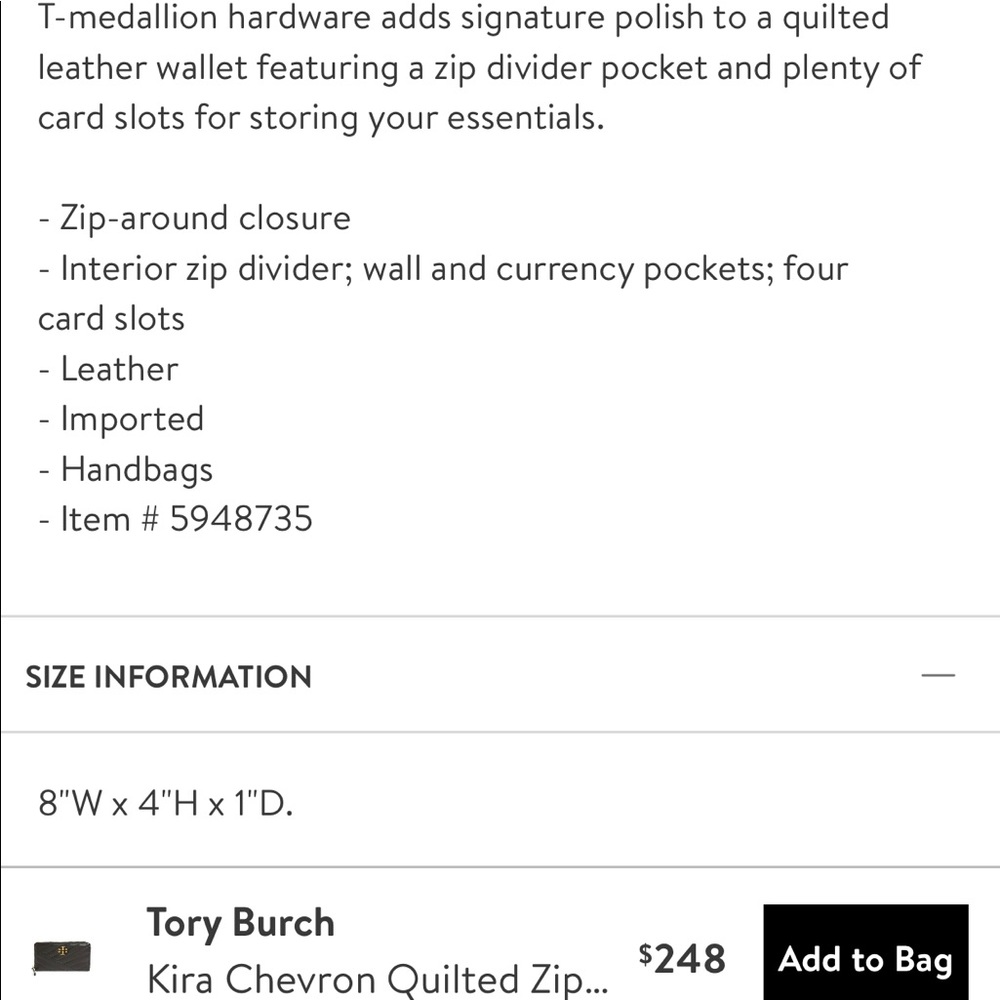 Tory Burch Kira wallet in Imperial Garnet - Picture 9 of 9